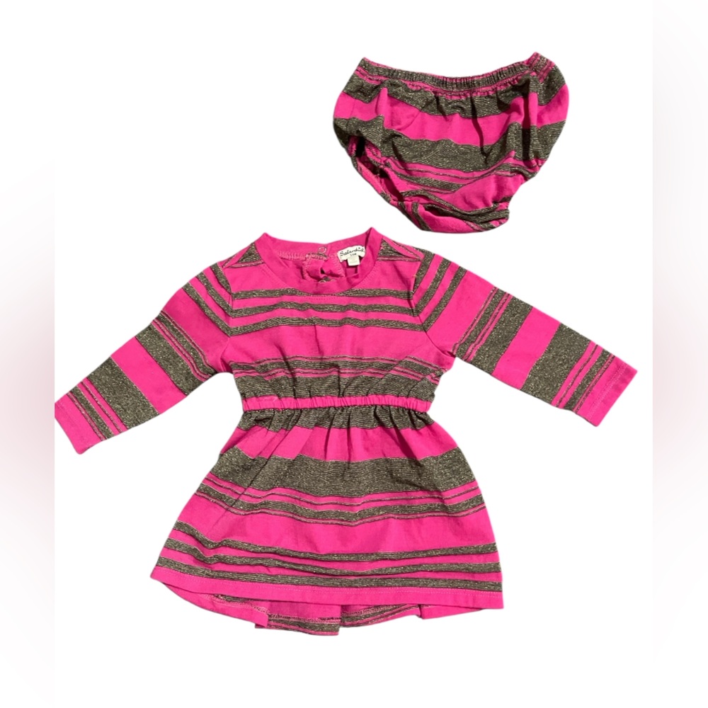 Splendid Vibrant Pink and Gray Striped Kids Set